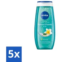 Nivea 5 x - Douchegel - Hawaii Bloem & Olie - Verzorgend & Verfrissend - 250 ml - Douchegel Hawaiibloem - Huid Verzorging - Huid Hydriatatie - Zijdezacht Schuim - Huidgevoel