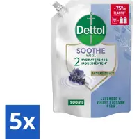 Dettol 5 x - Handzeep Navulling - Soothe - Lavendel & Vioolbloesem - 500 ml - Handzeep Navulling - Handhygiëne - Antibacterieel - Handen Reinigen - Handen Verzorgen