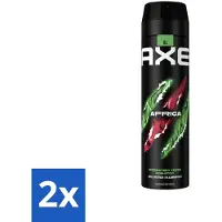 Axe 2 x - Deodorant Spray - Africa - Sinaasappel & Sandelhout - Verleidelijk Fris - 200 ml - Deodorant - Mannelijke Geur - Citrusgeur - Sandelhout - 48 Uur Bescherming