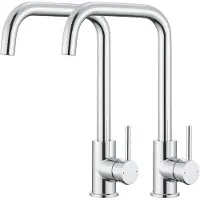CECIPA MAX Keukenkraan - 2 stuks - Gebürstet - RVS - 360° Draaibaar - 40% Waterbesparing - Montagegat Ø34-36 mm - Chroom