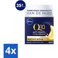 Nivea 4 x - Nachtcrème - Q10 Extra Voedend - Voor droge huid - Anti-Rimpel - Met Creatine - 50 ml - Q10 - Nachtcrème - Droge Huid - Anti-rimpelcrème - Hydratatie