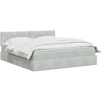 vidaXL LED-bed met opbergruimte en matras, lichtgrijs, 160 x 200 cm, fluweel