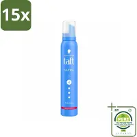Taft 15 x - Haarmousse - Ultra 4 - Volumineuze fixatie - 200 ml - Grootverpakking - Haar Mousse - Volume Mousse - Sterke Fixatie - Haar Styling - Hittebescherming