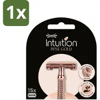 Wilkinson 1 x Wilkinson Intuition - Navulmesjes - Rose Gold Safety Razor - Luxe - 15 mesjes - Scheermesjes - Navulmesjes - Veilig Scheermes - Luxe Scheermes - Gevoelige Huid