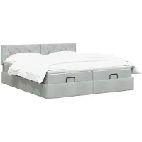 vidaXL Ottoman bed met matras met hoofdeinde 2 st Lichtgrijs Fluweel