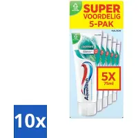 Aquafresh 10 x Tandpasta Coolmint - Fris en Beschermend - Voordeelverpakking - 5 tubes - Tandpasta - Frisse Adem - Gaatjes - Tandplak - Fluoride