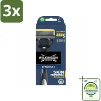 Wilkinson Sword 3 x - Navulmesjes - Hydro 5 Skin Protection Advanced - Beschermend - 1 mesje - Grootverpakking - Scheermes - Scheermes 5 Mesjes - Hydro 5 - - Scheermes Voor Mannen