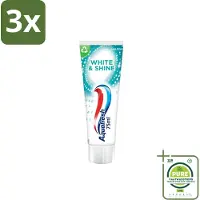 Aquafresh 3 x White & Shine - Whitening Tandpasta - 75 ml - Grootverpakking - Tandpasta - Whitening - Glans - Vlekken - Tanden Bleken