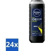 Nivea 24 x MEN - Douchegel - Deep Sport - 500 ml - Sportdouchegel - Mannelijke Douchegel - Diepe Reiniging - Zweet Verwijderen - Frisheid