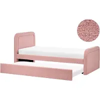 Beliani RAYSSAC - Onderschuifbed - Roze - 90 x 200 cm - Bouclé