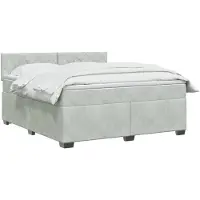 vidaXL Boxspringbed met matras en LED-verlichting, lichtgrijs, 160 x 200 cm, fluweel