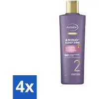 Andrélon 4 x – Conditioner – Pro Care Amino+ Glossy Shine – 250 ml - Haar Glans - Aminozuren - Zijdezacht Haar - Spiegelachtige Glans - Zachter Haar
