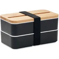 Midocean Gerecycled PP lunchbox met twee compartimenten en verwijderbaar tussenschot. Zwart