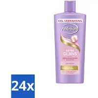 Andrélon 24 x – Shampoo – Extra Glans – 685 ml - Glans Haar - Zijde Extract - Vitamine C - Stralende Haar - Gezonde Glans
