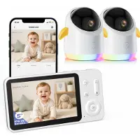 Boifun Babyfoon met 2 Camera's en App - 2K/3MP - 360° Beeld - 5" WiFi Video Babyfoon - RGB-Nachtzicht - Huil-, Bewegings-en Geluidsdetectie - 4x Zoom