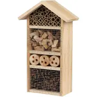 Sunnydays Insectenhotel Insecticon - hout - naturel/lila - 20 x 10 x 33cm - bijenhotel / Insectenhuis