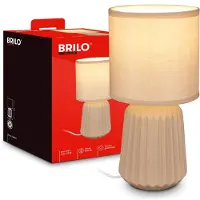 Briloner Dora - Tafellamp slaapkamer - met stoffen kap & keramiek voet - bedlamp - tafellampje - Ø13cm x 27cm - beige
