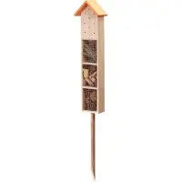 Progarden Insectenhotel The Butterfly Inn - hout - naturel/roze - 14 x 9 x 90 cm - bijenhotel / Insectenhuis