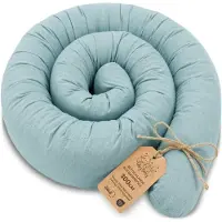 Totsy Baby Zijslaper kussen Lichaamskussen 300 cm Katoen - Lang kussen bed rol slaapkussen nek rol Decoratie voor kinderkamer Oeko-Tex Salie