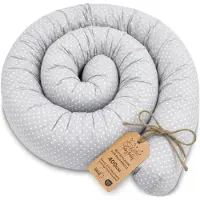 Totsy Baby Zijslaper kussen Lichaamskussen 400 cm Katoen - Lang kussen bed rol slaapkussen nek rol Decoratie voor kinderkamer Oeko-Tex Stippen op grijs