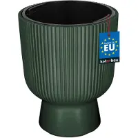 KOTARBAU Bloempot - Plantenpot Ø 23 cm - met Binnenpot - Geribbelde Plantenbak - Plantenpot met Voet - Plantenbak - Kunststof - H: 30 cm - Groen