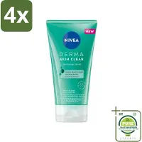 Nivea - Gezichtsscrub - DERMA Huidzuiver - Voor onzuivere huid - Met Salicylzuur (AHA) & Niacinamide - Tegen Acne & Mee-eters - 150 ml - Voordeelverpakking - 4 stuks - Gezichtscrub - Puistjes