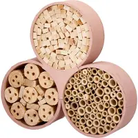 Progarden Insectenhotel Bugsy - hout - naturel/roze - 30 x 6 x 28 cm - bijenhotel / Insectenhuis