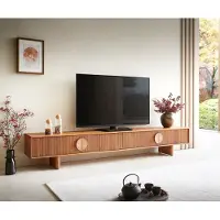 DELIFE Tv-meubel Surimu 240 cm acacia lichtbruin 4 deurs kurkgreep houten pootjes