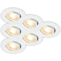 Briloner Set van 6 LED inbouwspots, LED inbouwverlichting, spots, plat, kantelbaar, warm wit