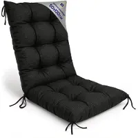 Amazinggirl Tuinstoelkussens Hoge Rug 50x120 cm - Kussens voor Tuinstoelen & Standenstoel Terrasstoel Grafiet Eco linnen Stoelkussens Tuin Zitkussen Extra Dik 10 cm met Bindlinten