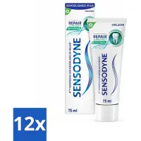 Sensodyne 12 x - Tandpasta - Repair & Protect - Extra Fresh - Gevoelige Tanden - 75 ml - Gevoelige Tanden - Tandpasta Gevoeligheid - Tanden Beschermen - Herstellende Tandpasta - NovaMin