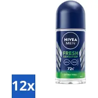 Nivea 12 x MEN - Deodorant Roller - Fresh Sensation - 50 ml - Anti-transpirant - Frisheid - Geur - Huidbescherming - Mannelijke Geur