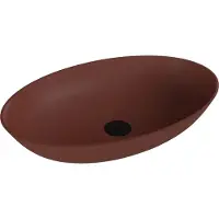 Polysan Banera Oval Opbouwwastafel, kunstmarmer, 60x40cm, mat bruin
