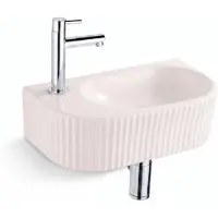 Qeramiq Fuente fonteinset – halfrond – 40x22x12 cm – kraangat links – chromen kraan – geribbeld SW1449880/SW696203/SW696214/SW696234