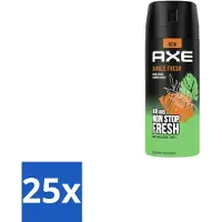 Axe 25 x - Deodorant Spray - Jungle Fresh - Tropische Geur - Verfrissend - 150 ml - Deodorant Spray - Tropische Geur - Frisheid - Zweetbestrijding - Geurneutralisatie