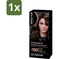 Syoss 1 x - Permanent Coloration 5-1 - Haarverf - Permanente Haarkleuring - Lichtbruin - Grijsdekking - Haarkleuring - Permanente Haarkleuring - Grijsdekking - Keratine - Haarverf