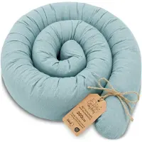Totsy Baby Zijslaper kussen Lichaamskussen 200 cm Katoen - Lang kussen bed rol slaapkussen nek rol Decoratie voor kinderkamer Oeko-Tex Salie