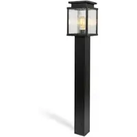 Ks Verlichting - tuinlamp - Leicester 2 - buitenverlichting - zwart - aluminium - 100cm - E27 - geribbeld glas