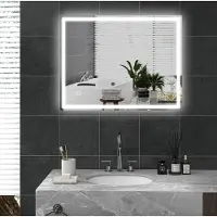 STILVORA Spiegel – 90 x 70 cm – LED-Verlichting met Geheugenfunctie – Gehard Glas – Zilver – Badkamer Wandspiegel met Antibeschlag