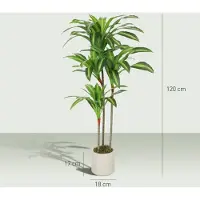 OKWISH Kunstplant Dracaena 120 Cm Met Buigbare Stammen En Witte Pot Van PEVA En Kunststof Voor Woonkamer Slaapkamer En Kantoor
