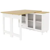 OKWISH Eettafel – Uitschuifbaar En Opklapbaar – 120 x 40 x 75,5 cm – Met Opbergruimte En Lade – Modern – MDF Wit Naturel
