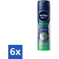 Nivea 6 x MEN - Deodorant Spray - Fresh Sensation - 150 ml - Anti-transpirant Spray - Zweetgeur Bestrijding - Frisse Geur - Huidvriendelijk - 72 Uur Bescherming