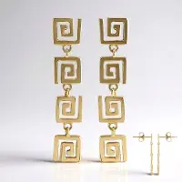 Cavill - 925 Sterling Zilver Vergulde Oorbellen - Goudkleurig - Moderne Geometrische 27 mm Hangende Oorbellen - Stijlvol & Duurzaam