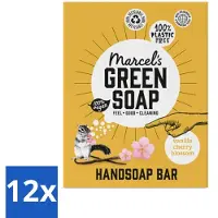Marcel's Green Soap - Handzeep Bar - Vanille & Cherry Blossom - Krachtige werking - 90 gr - Voordeelverpakking - 12 stuks