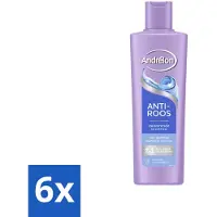 Andrélon 6 x – Shampoo – Anti Roos – 250 ml - Roos Haar - Roos Hoofdhuid - Anti-roos Shampoo - Menthol Shampoo - Vitamine B3 Shampoo
