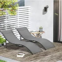 STILVORA Ligbed 165 x 61 x 63 cm - Set Van 2 Inklapbare Tuinligbedden Met S-Vorm - Voor Tuin En Zwembad - Aluminium Donkergrijs