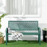 HAUSS SPOLE Tuinbank - 2-Zits Met Rugleuning En Armleuningen - Voor Tuin En Terras - Weerbestendig En Stabiel - Staal Donkergroen