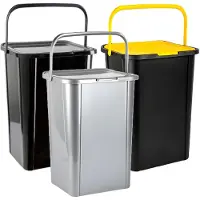 PlasticForte Recycling afvalbakken - set 3x - zwart/zilver/geel - 45L - 34 x 40 x 54 cm