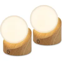 B.K.Licht BRILONER Sora - Set van 2 Tafellampen oplaadbaar - warm wit licht - dimbaar - voor binnen en buiten - 10 x 8 x 9 cm - hout