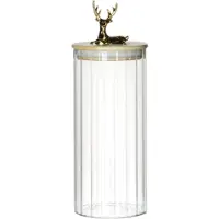 Mars & More Canister Jar Glass Wooden lid Deer h20,5 d9